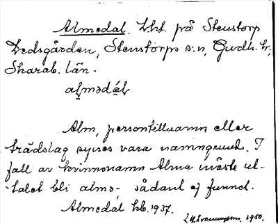 Bild på arkivkortet för arkivposten Almedal