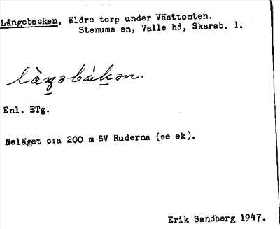 Bild på arkivkortet för arkivposten Långebacken