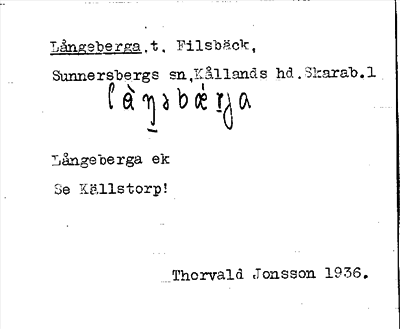 Bild på arkivkortet för arkivposten Långeberga