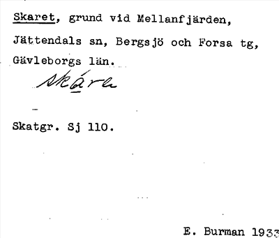 Bild på arkivkortet för arkivposten Skaret