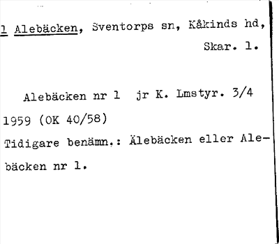 Bild på arkivkortet för arkivposten Alebäcken