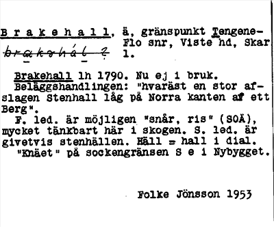 Bild på arkivkortet för arkivposten Brakehall