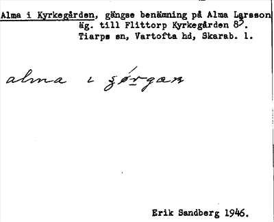 Bild på arkivkortet för arkivposten Alma i Kyrkegården