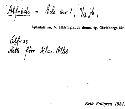 Bild på arkivkortet för arkivposten Alfreds