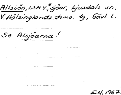 Bild på arkivkortet för arkivposten Allsiön