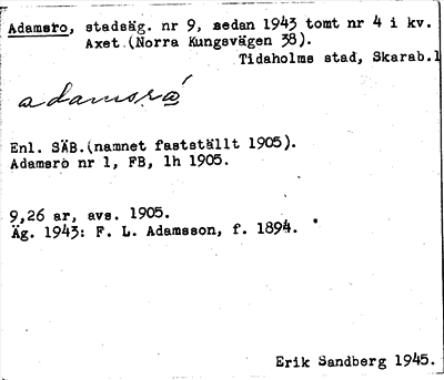 Bild på arkivkortet för arkivposten Adamsro