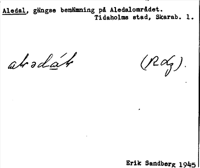 Bild på arkivkortet för arkivposten Aledal