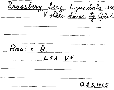 Bild på arkivkortet för arkivposten Brassberg