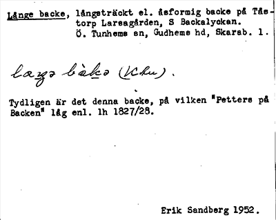 Bild på arkivkortet för arkivposten Långe backe