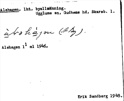 Bild på arkivkortet för arkivposten Alehagen