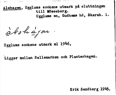 Bild på arkivkortet för arkivposten Alehagen