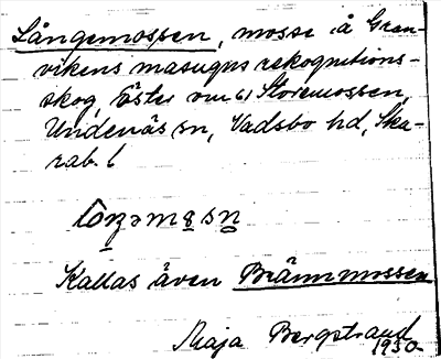 Bild på arkivkortet för arkivposten Långemossen