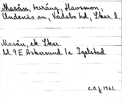 Bild på arkivkortet för arkivposten Masån