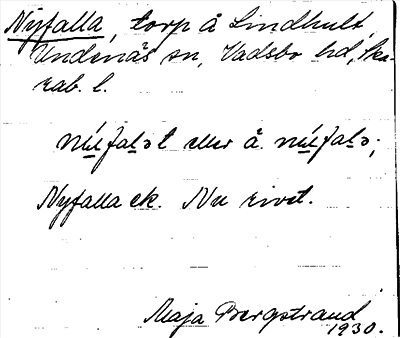 Bild på arkivkortet för arkivposten Nyfalla