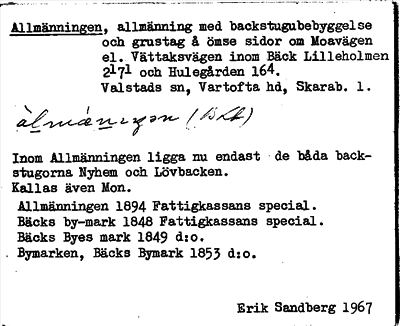 Bild på arkivkortet för arkivposten Allmänningen