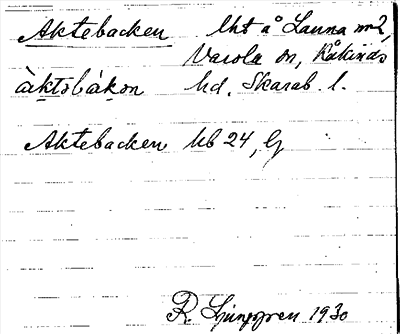 Bild på arkivkortet för arkivposten Aktebacken
