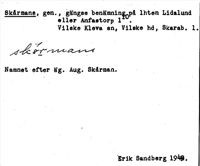 Bild på arkivkortet för arkivposten Skårmans