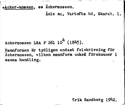 Bild på arkivkortet för arkivposten +Acker-mossen, se Äckermossen