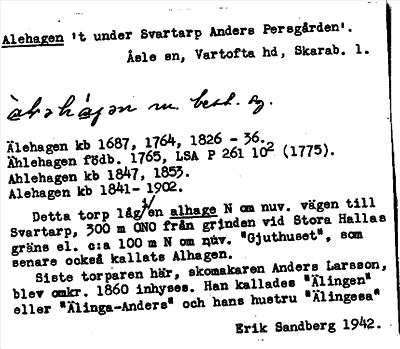 Bild på arkivkortet för arkivposten Alehagen
