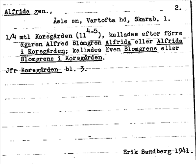 Bild på arkivkortet för arkivposten Alfrida