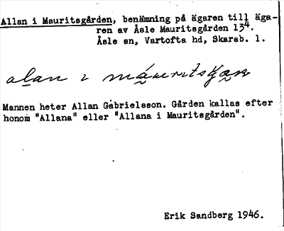 Bild på arkivkortet för arkivposten Allan i Mauritsgården
