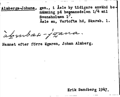 Bild på arkivkortet för arkivposten Almbergs-Johana