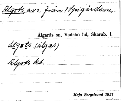 Bild på arkivkortet för arkivposten Algots
