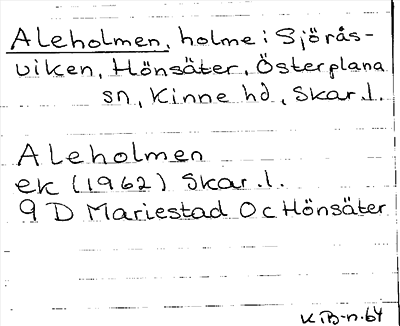 Bild på arkivkortet för arkivposten Aleholmen