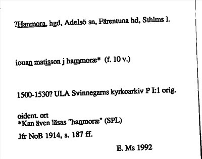 Bild på arkivkortet för arkivposten ?Hanmora