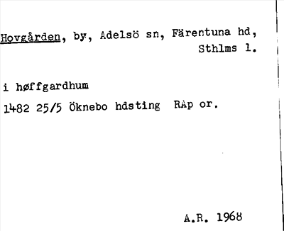 Bild på arkivkortet för arkivposten Hovgården