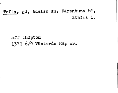 Bild på arkivkortet för arkivposten Tofta