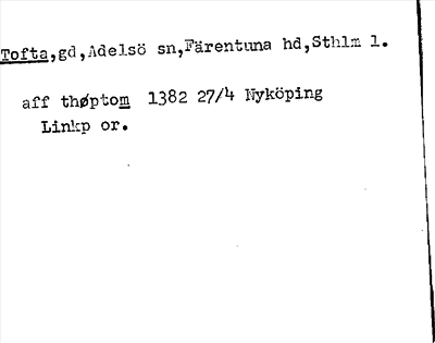 Bild på arkivkortet för arkivposten Tofta
