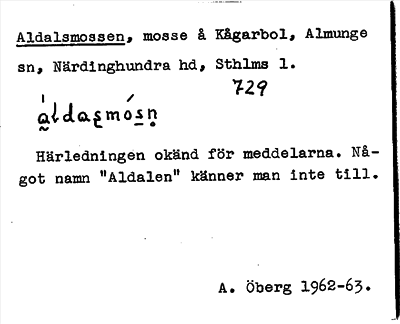 Bild på arkivkortet för arkivposten Aldalsmossen