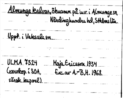 Bild på arkivkortet för arkivposten Almunge kalvar