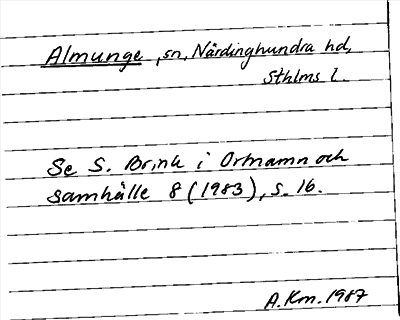 Bild på arkivkortet för arkivposten Almunge