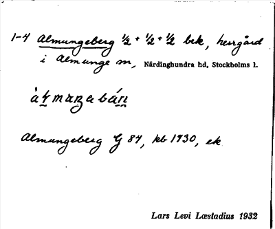 Bild på arkivkortet för arkivposten Almungeberg