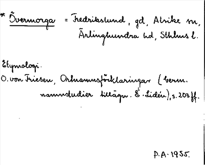 Bild på arkivkortet för arkivposten *Övermorga