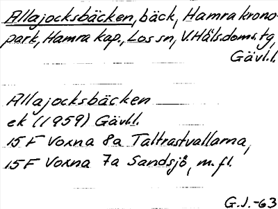 Bild på arkivkortet för arkivposten Allajocksbäcken