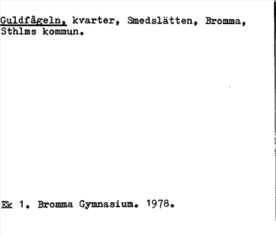 Bild på arkivkortet för arkivposten Guldfågeln