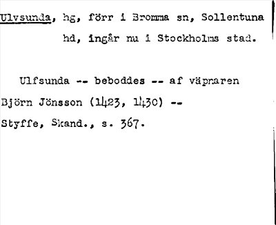 Bild på arkivkortet för arkivposten Ulvsunda