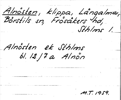Bild på arkivkortet för arkivposten Alnösten