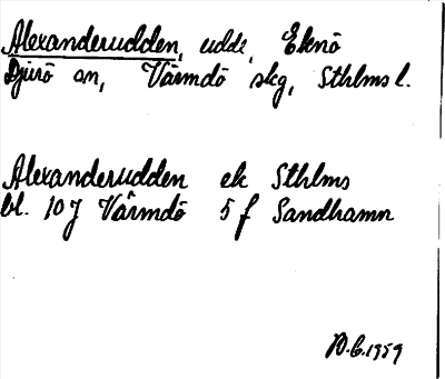 Bild på arkivkortet för arkivposten Alexanderudden