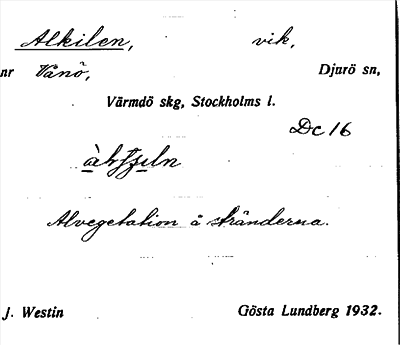 Bild på arkivkortet för arkivposten Alkilen
