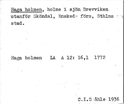 Bild på arkivkortet för arkivposten Haga holmen
