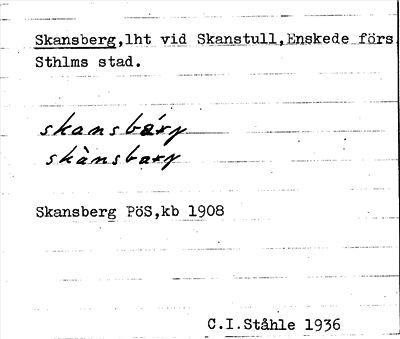 Bild på arkivkortet för arkivposten Skansberg