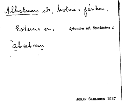 Bild på arkivkortet för arkivposten Alholmen