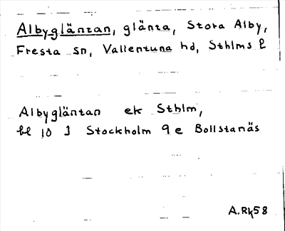 Bild på arkivkortet för arkivposten Albygläntan