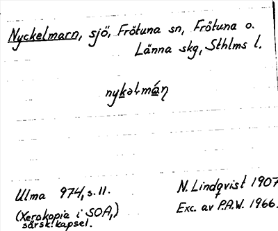 Bild på arkivkortet för arkivposten Nyckelmarn