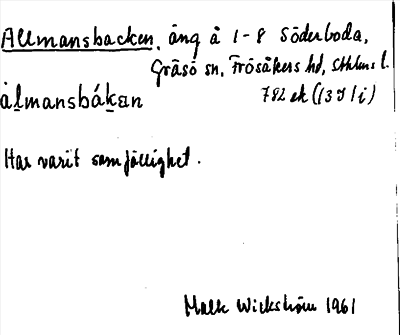 Bild på arkivkortet för arkivposten Allmansbacken