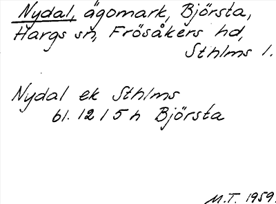 Bild på arkivkortet för arkivposten Nydal